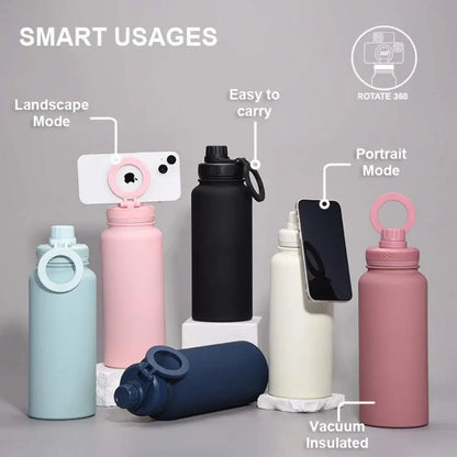 trueFitt™ Insulated Bottle with Magnetic Phone Holder - 1L